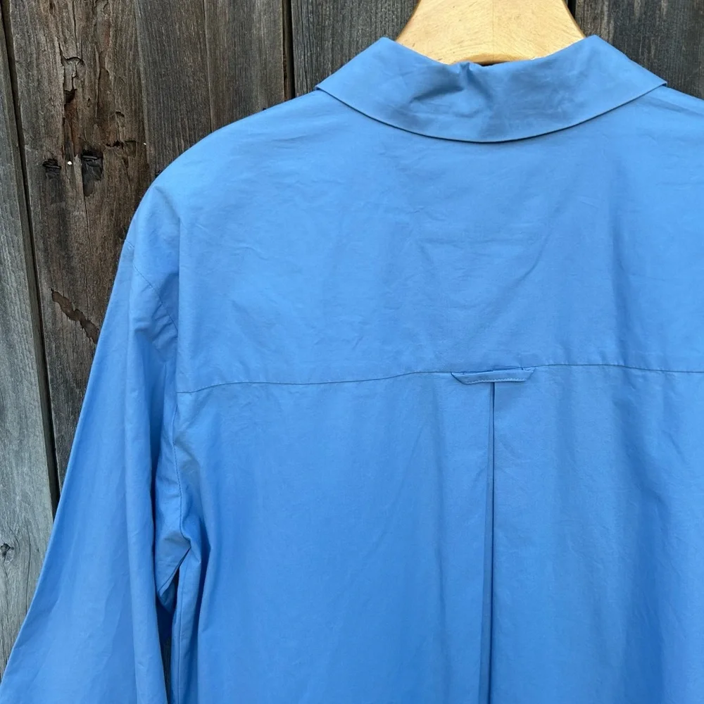 Anthropologie Maeve The Soren Long Sleeve Midi Shirt Dress Cotton Blue M - Picture 10 of 16